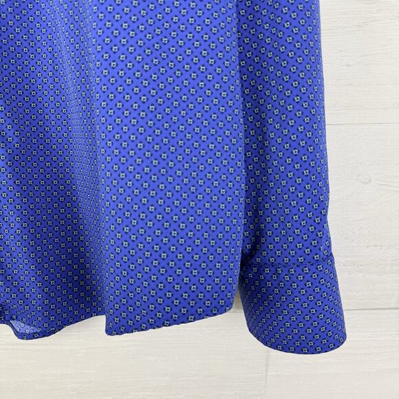 Untuckit Stanton Performance Shirt Men XL Tall Blue Printed Long Sleeves Stretch - Picture 5 of 15